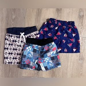 Lot of 3 boys swim trunks / bathing suits / boardshorts size 2T